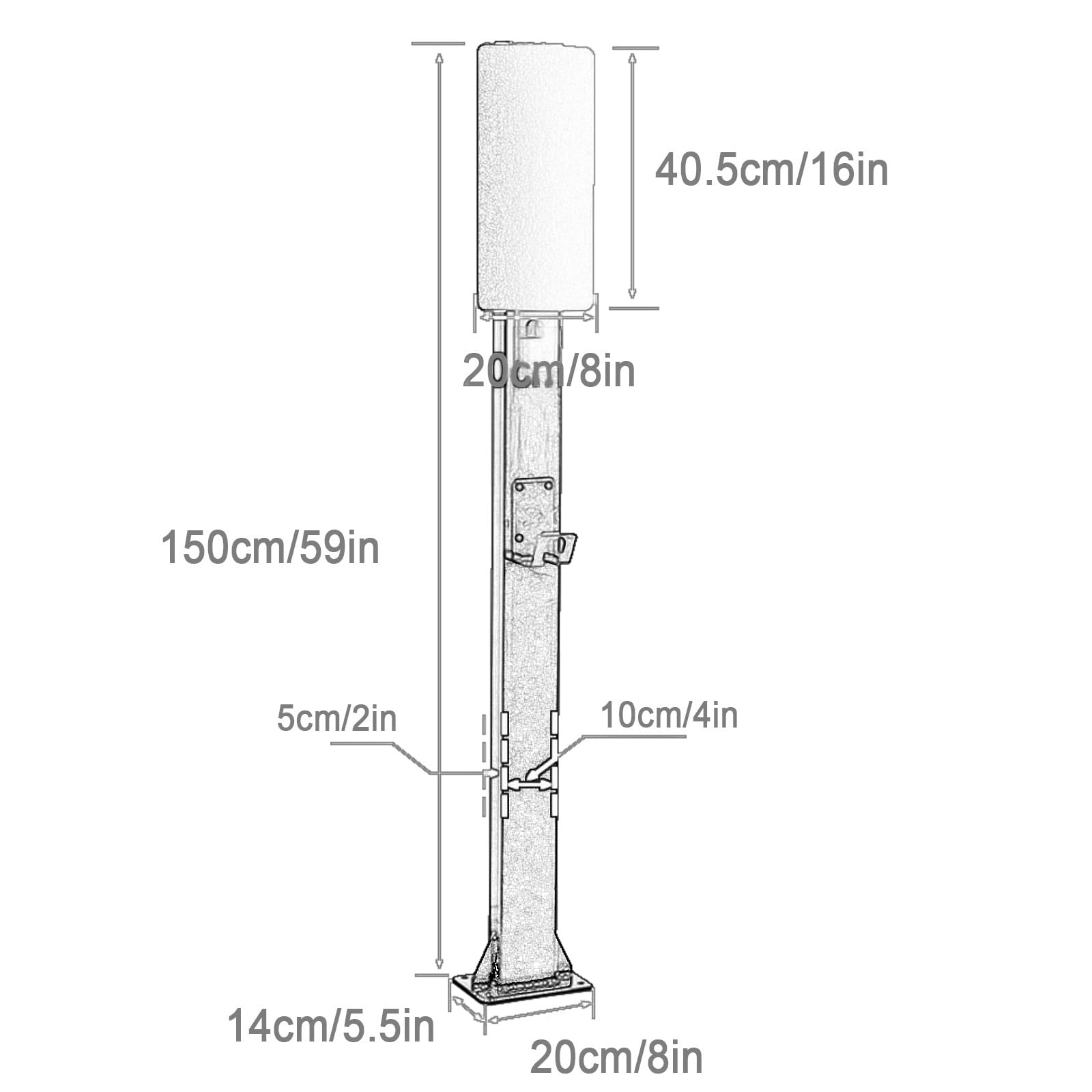 Generico Supporto di Ricarica per Veicoli elettrici Resistente - Palo di Supporto anticorrosione da 150 cm per stazioni di Ricarica per Veicoli elettrici, Ideale per soluzioni di Ricarica domestiche