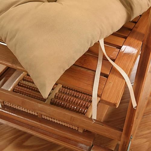 Miniatura 7 de Cojín grueso para silla mecedora de patio con 6 lazos, cojín para silla reclinable de respaldo alto, tapete para silla relajada, cojín de asiento de