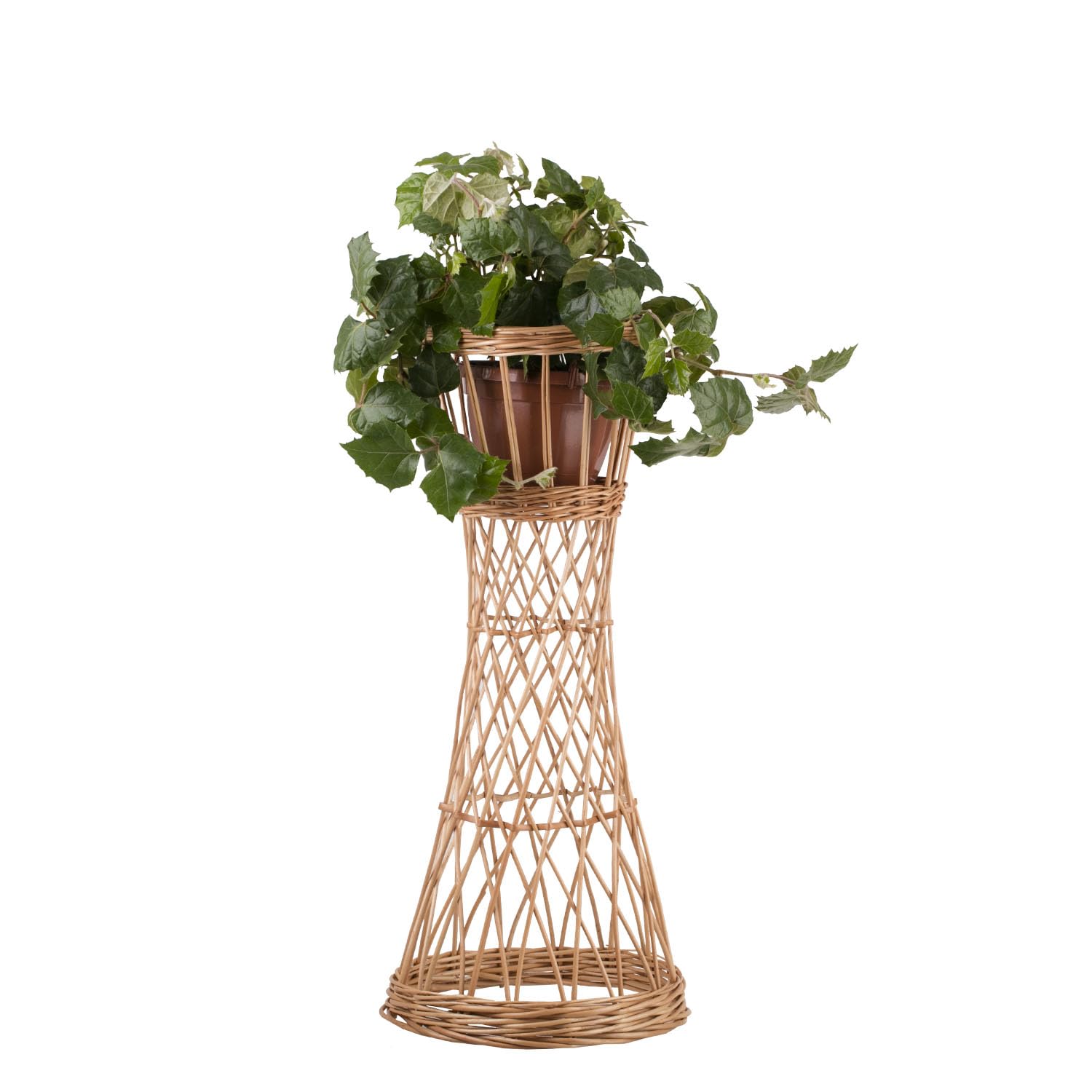 e-wicker24 Pot de fleur en osier naturel, fait à la main, pot de fleur debout écologique, boîte de jardinière de fleurs, tube de fleurs, support de fleurs pour la maison (Grande Ø: 28 H: 85)