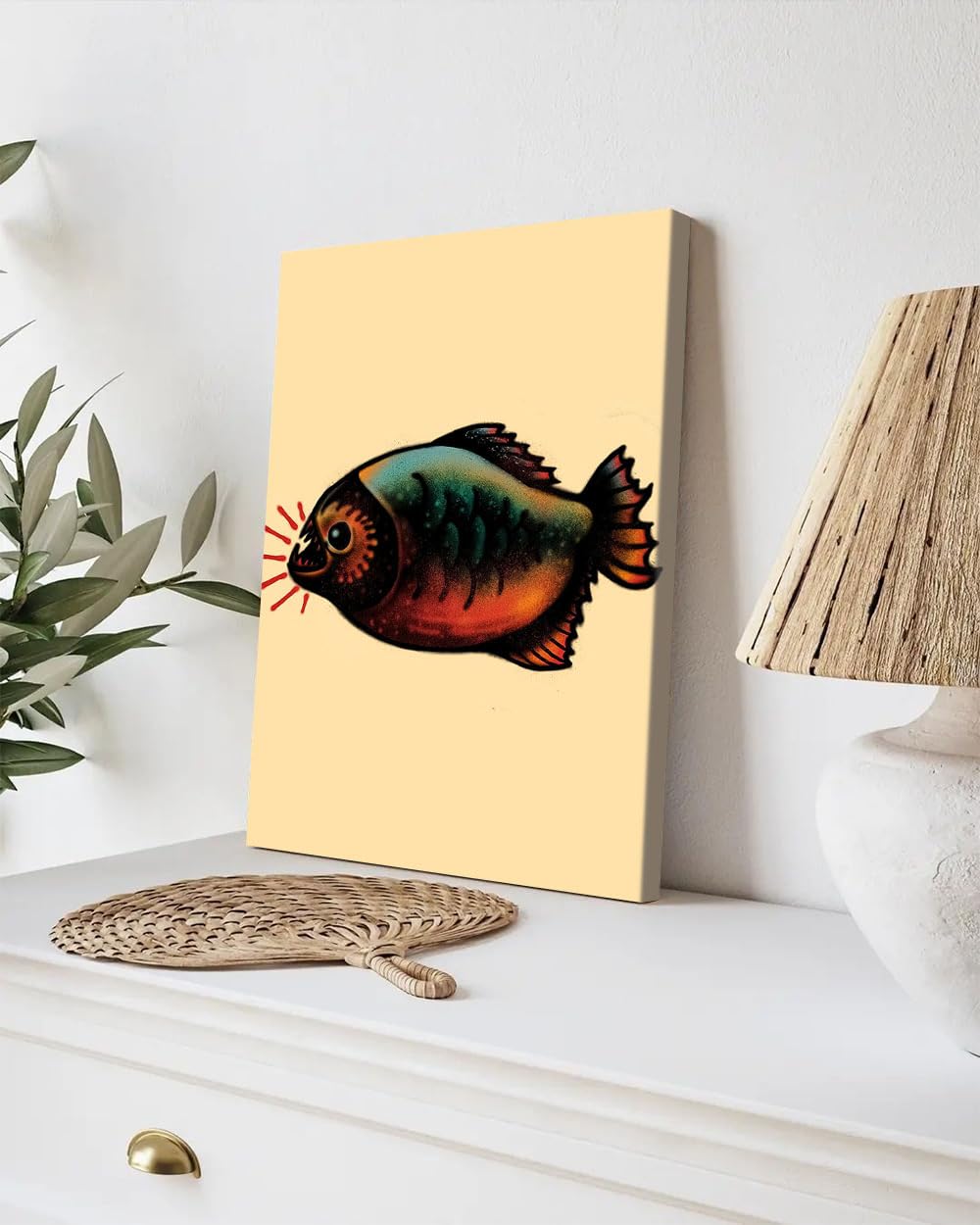 GADGETS WRAP Canvas Gallery Wrap Framed for Home Office Studio Living Room Decoration (9x11inch) - Piranha
