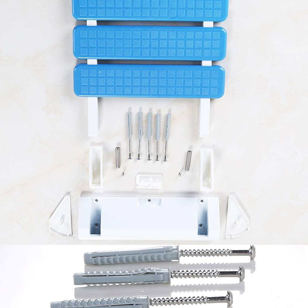 CHEWYNP Asiento de Ducha para discapacitados, Asistencia de Flujo de baño | Asiento De Ducha Abatible De Pared para Balcón De Baño Fácil De Montar, Carga: 250 Kg Azul