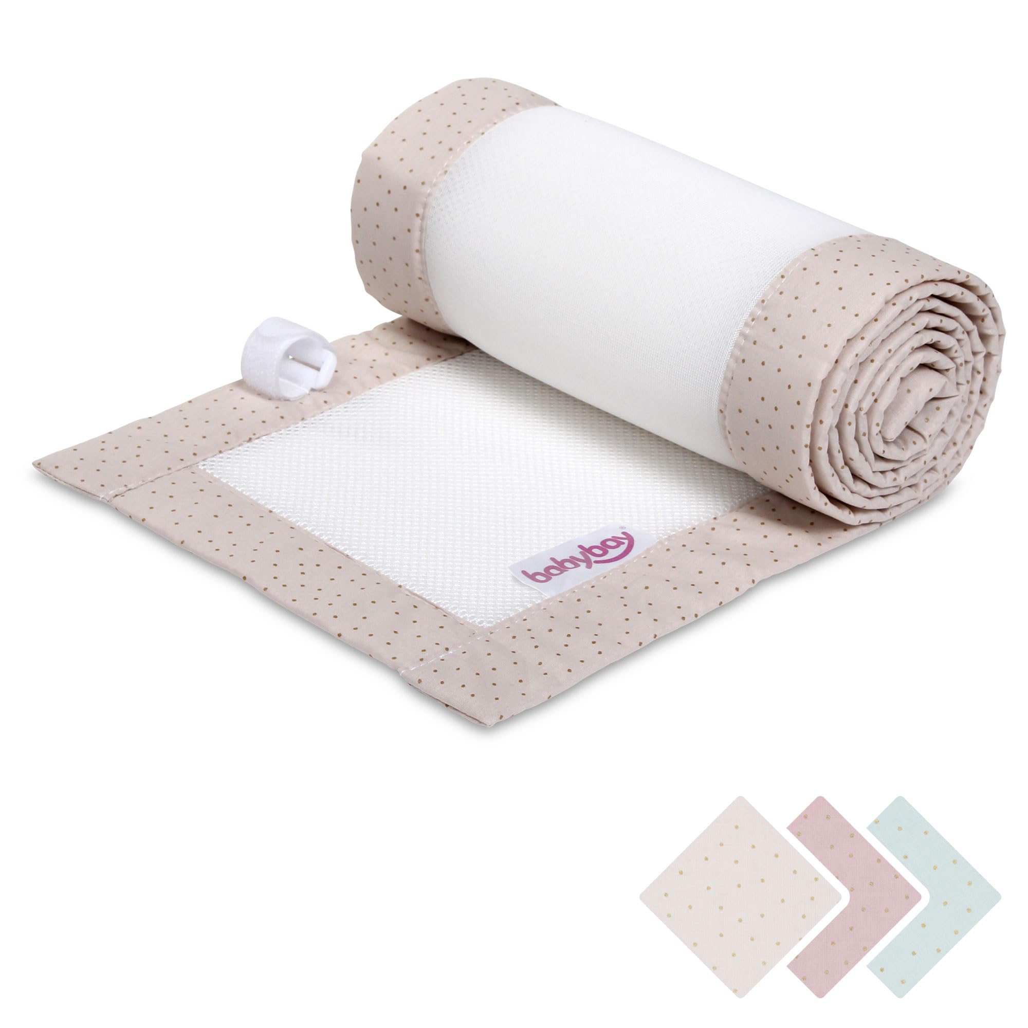babybay Gniazdko 3D Mesh Royal pasuje do modelu oryginalnego, beżowe, błyszczące kropki, złote