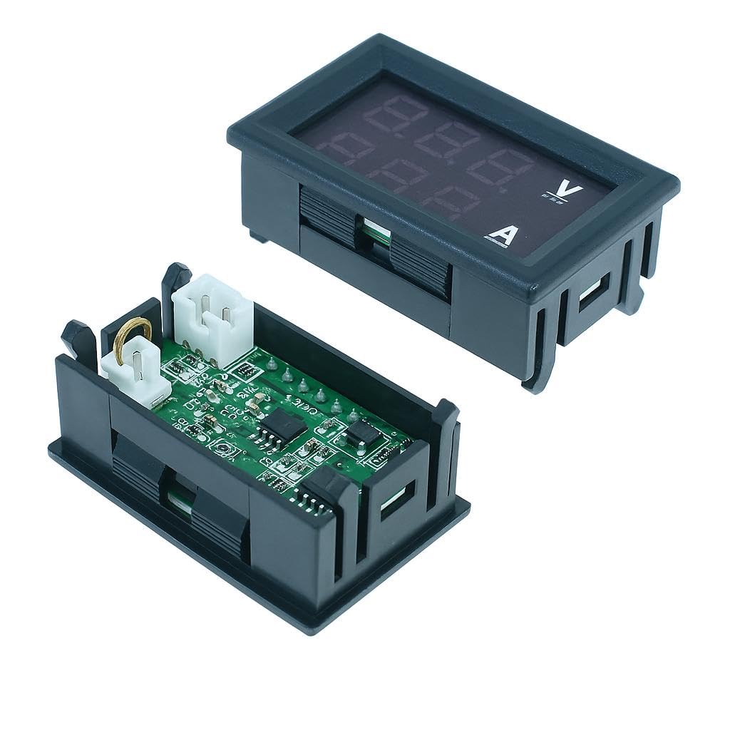 Voltmetro Amperometro 0,28" digitale LED, rilevatore di tensione doppio schermo, 50A DC 0-100V 1A-100A multimetro amperaggio misuratore, tester di corrente, cavi di collegamento 2