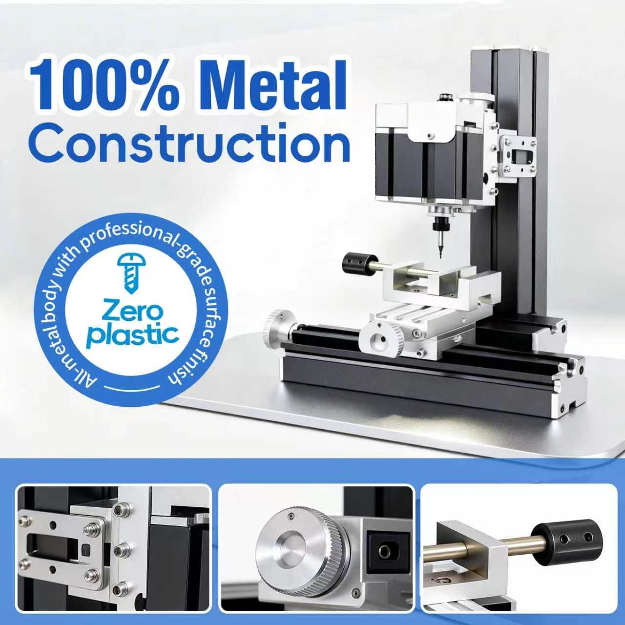 ZHRUI Galvanisierte Mini-Metallfräsmaschine, 36 W, 20.000 U/min, DIY, vertikale Miniaturmühle, Drehmaschine, Werkzeugmaschinen für kreative Maker, Miniaturfräse