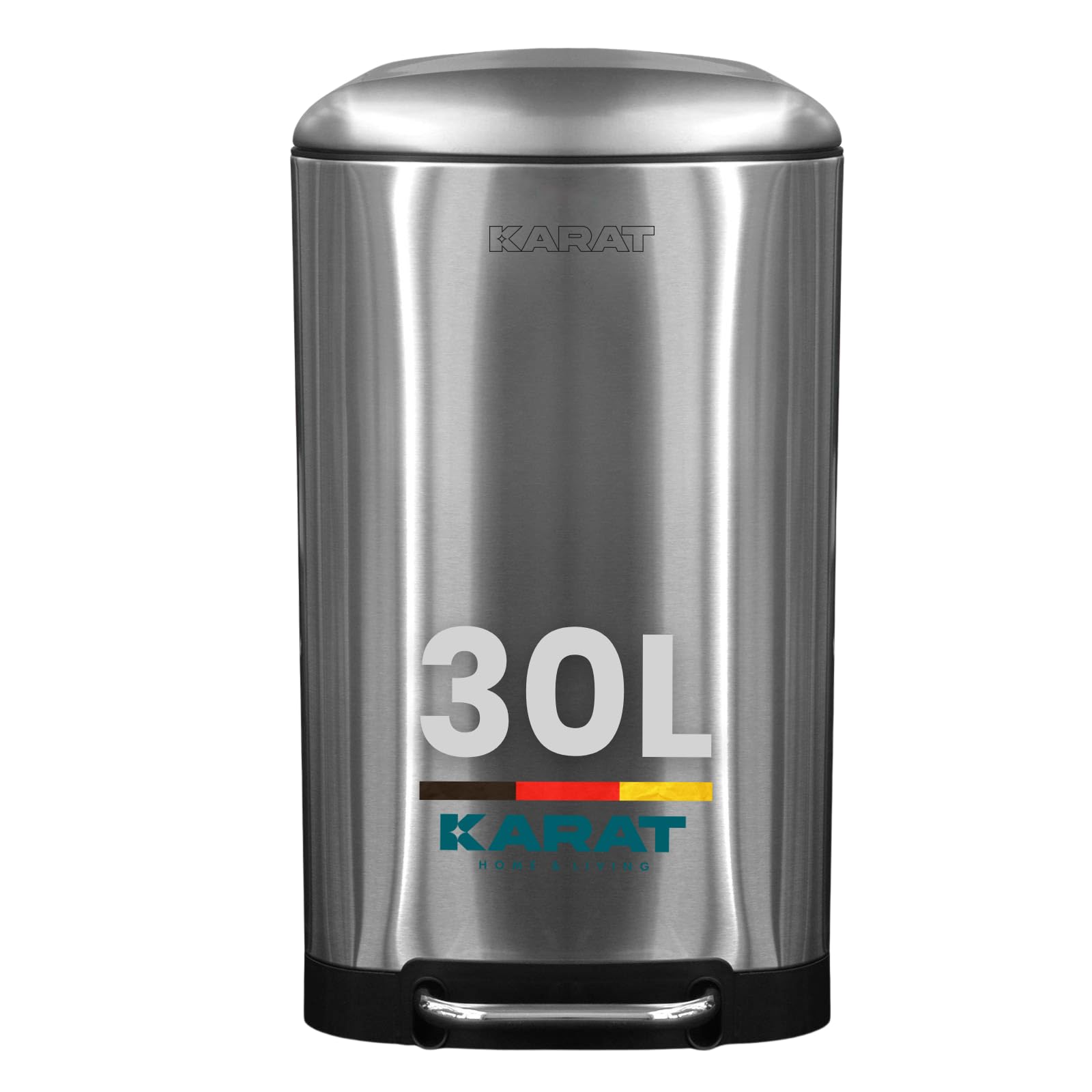 KARAT Rubbish Bin 30 Litres Silver - Stainless Steel Waste Separation System for Kitchen - (Cubo)