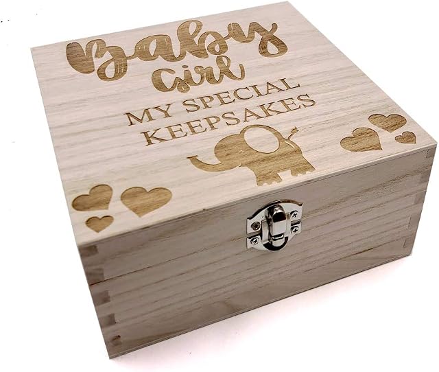 ukgiftstoreonline Engraved Wooden Baby Girl Special Keepsake Box or Photo Box Gift