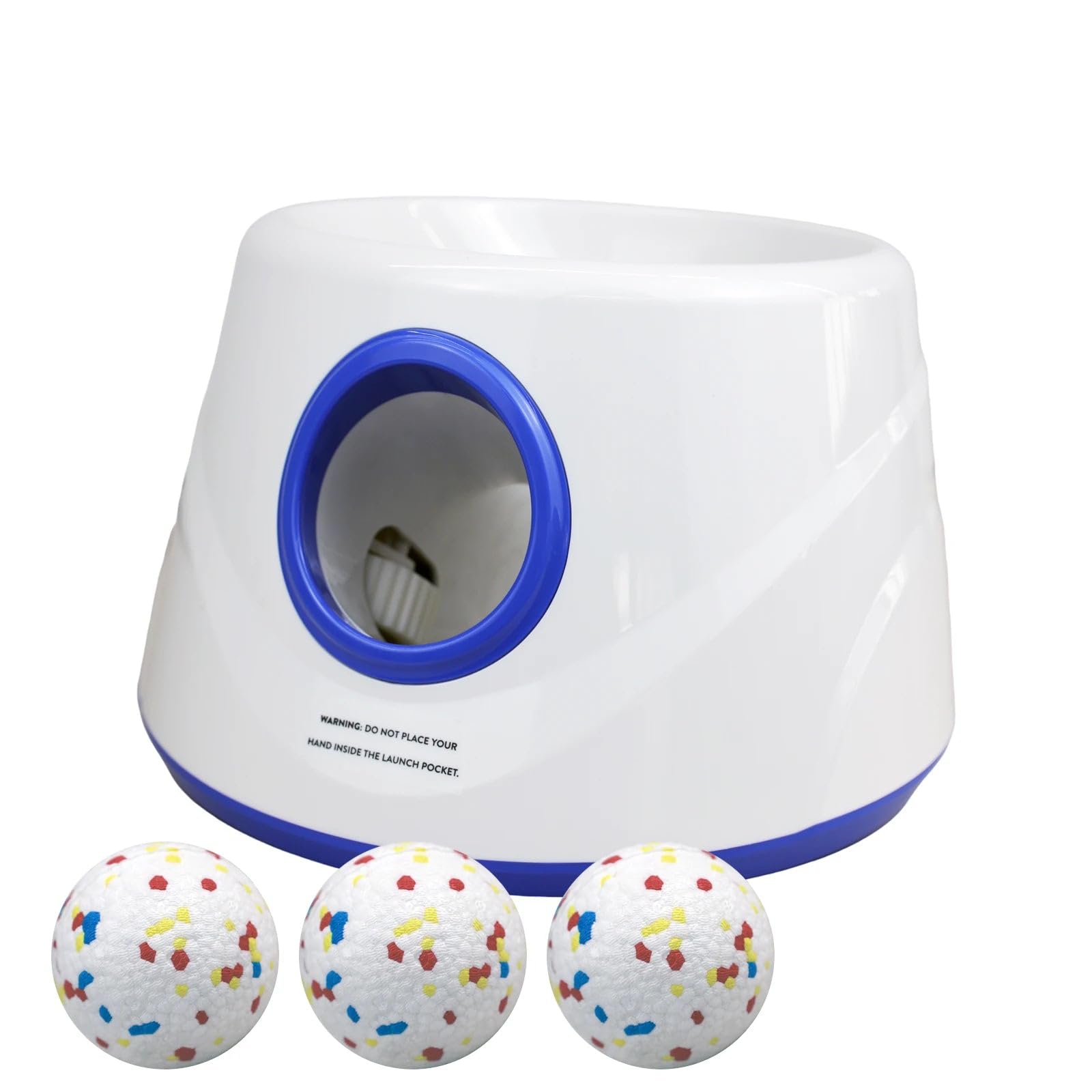 Automatic Dog Ball Launcher for Small & Medium Dogs, Interactive Fetch Machine with 3 Adjustable Launch Distances, Tennis Balls Thrower Toy for Endless Play Blue / 3 Ball