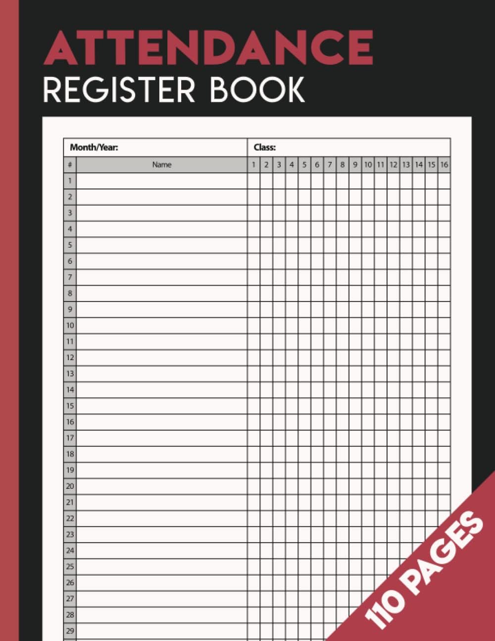 Attendance Register Book: School Teacher Attendance Record Book | Attendance Sheets for Staff and Employees | Attendance Chart For Schools and Businesses.