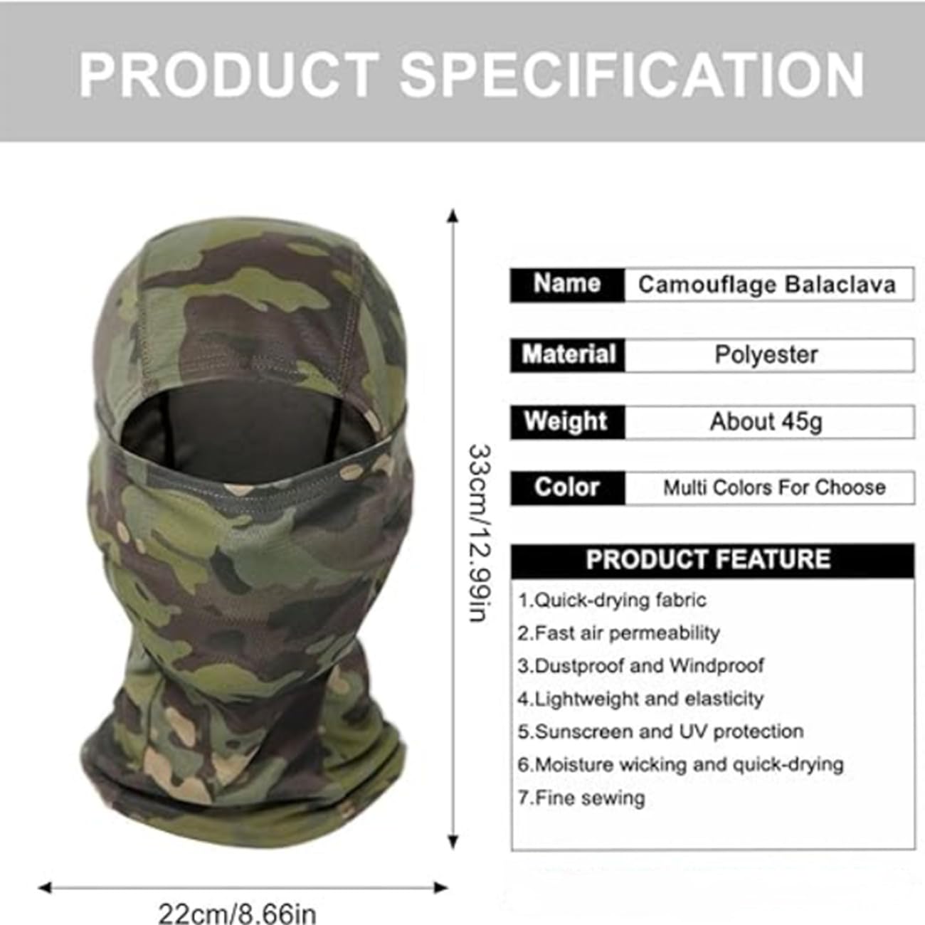 Pasamontañas Bicicleta, Mascarilla Pasamontañas Táctico de Camuflaje Balaclava para Cabeza Al Aire Libre Casco de Motocicleta Ciclismo Esquí Deportes Camuflaje