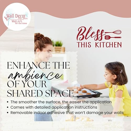 Miniatura 8 de Bless This Kitchen Quote Decals for Wall - Die-Cut Vinyl Wall Art - Inspirational Decals for Kitchen & Dining Room - Matte Vinyl Wall Decal Sayings