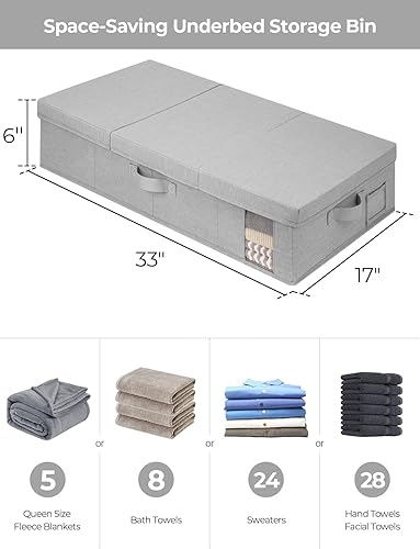 Miniatura 2 de StorageWorks Paquete de 2 contenedores grandes de almacenamiento debajo de la cama con tapas, contenedores de almacenamiento debajo de la cama con