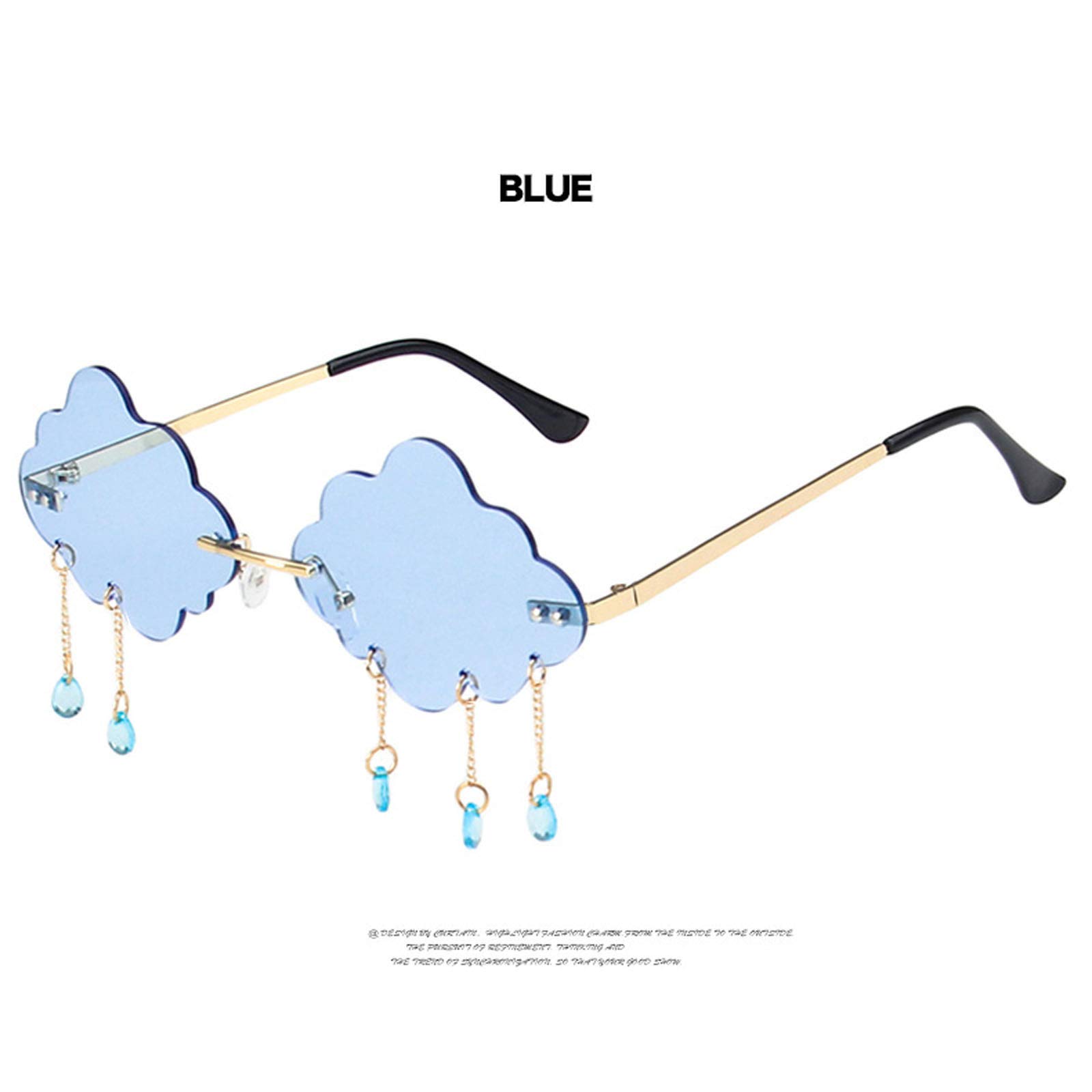 Wolke Sonnenbrille – Randlos, Mit Quasten, UVA/UVB-Schutz, Hippie-Style Für Partys & Alltag