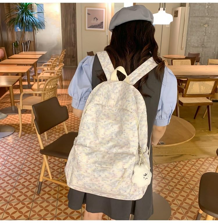 Cute Backpack Kawaii Shoulder Bag (Rainbow Design) – Y2k Aesthetic Preppy Daypack Coquette Stylish Bookbag (Purple)3