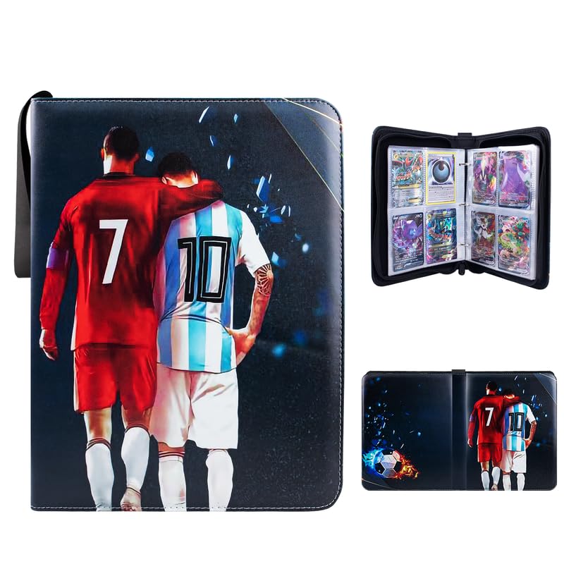 Card Binder, Zip Trading Card Binder 4 Pocket, Removable Football Card Binder, Game Card Folder, 50 Double Side Pages Card Collection Folder, Trading Card Album Folder Hold Up to 400 Cards