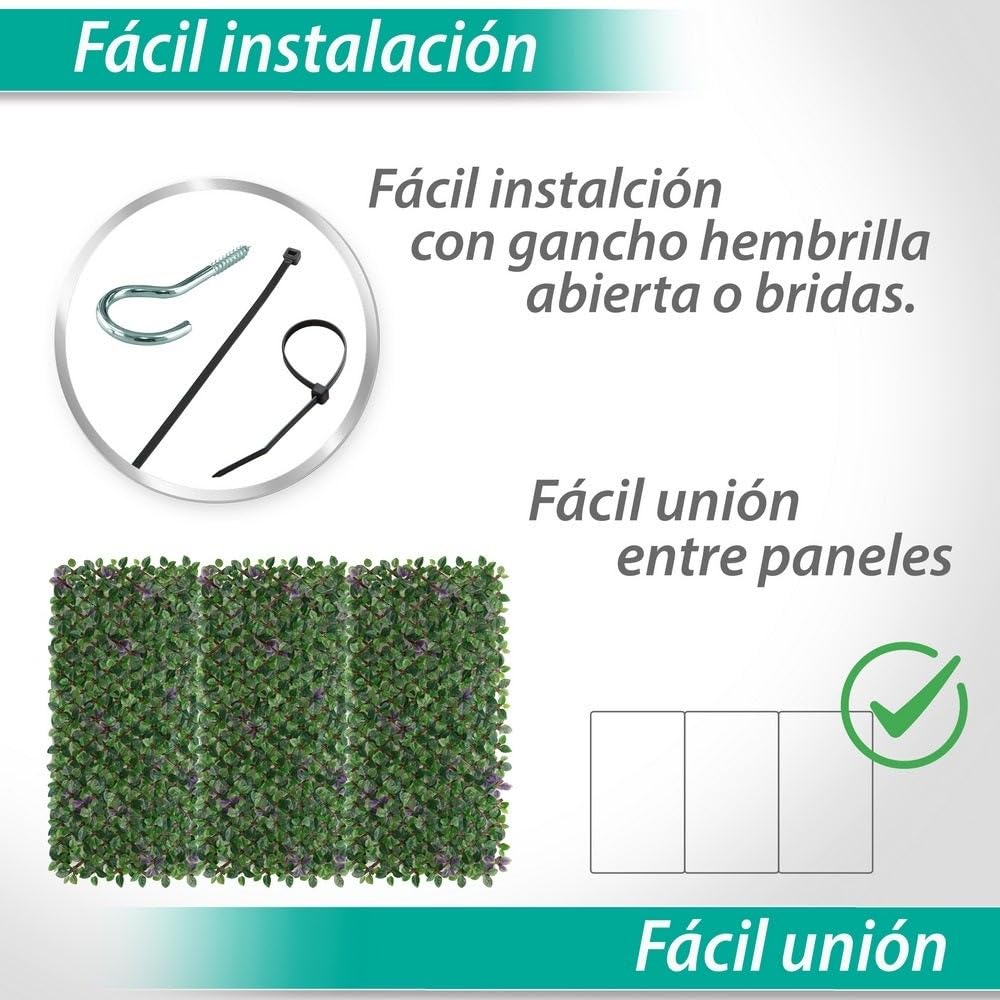LOLAhome Celosía Extensible con seto Artificial Premium Hojas Moradas de 1,8x0,9 m | Realista y Natural, Alta Ocultación, Tratamiento UV, No inflamable, Transpirable | para Jardín, Balcón, Terraza