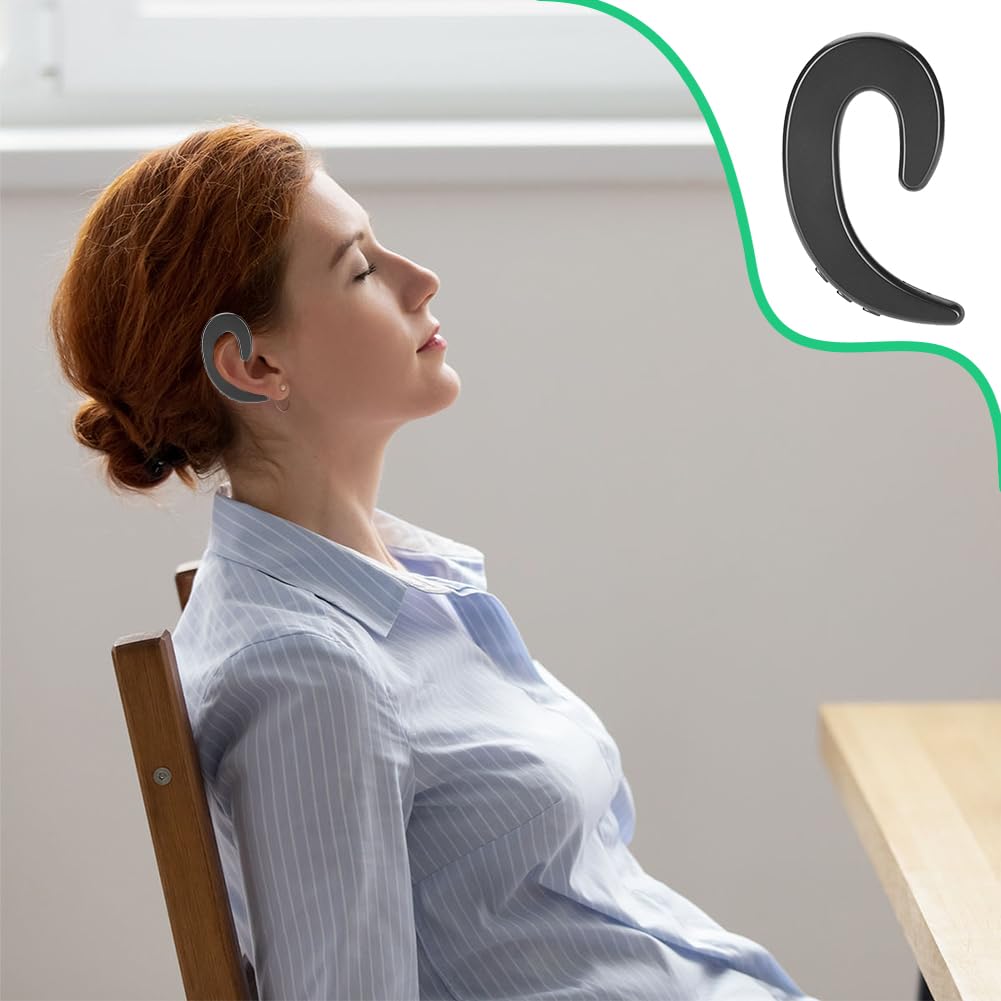 Casque Bluetooth sans Bouchon d'oreille, sans Fil Mains Libres Crochet d'oreille Casque Bluetooth Casque à Conduction osseuse indolore pour Smartphones Conduite d'affaires(Noir)