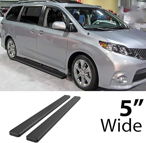 Miniatura 2 de HD Ridez Estribo de 5 pulgadas, color negro, compatible con Toyota Sienna 2011-2020 (excluye el modelo SE) (barras laterales de barra nerf)