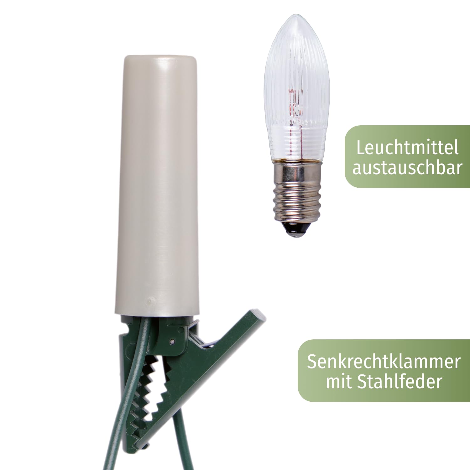 CLGarden Edition NARVA Weihnachtsbaum Kerzenlichterkette 30 große Schaftkerzen in Perlmuttoptik Innen 17,4m Made in Germany 230V inkl. 3 Ersatzlampen