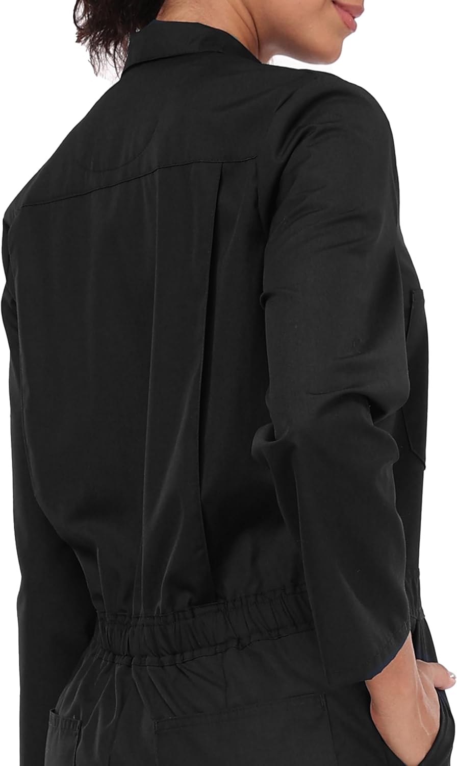 wantdo Coveralls for Women, Snap-Front Cotton Work Jumpsuits Twill Action Back