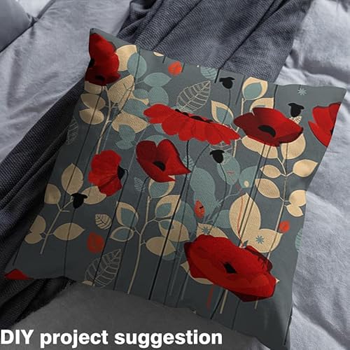 Feelyou Poppy Flower Upholstery Fabric By The Yard, Garden Floral Bltanical Outdoor Fabric By The Yard thumb #3