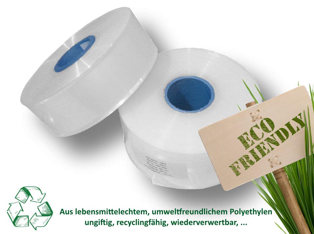 1 rotolo da 72 mm di larghezza x 600 m di lunghezza, pellicola per tubo, tubo di imballaggio, tubo di plastica, pellicola trasparente, saldabile per alimenti