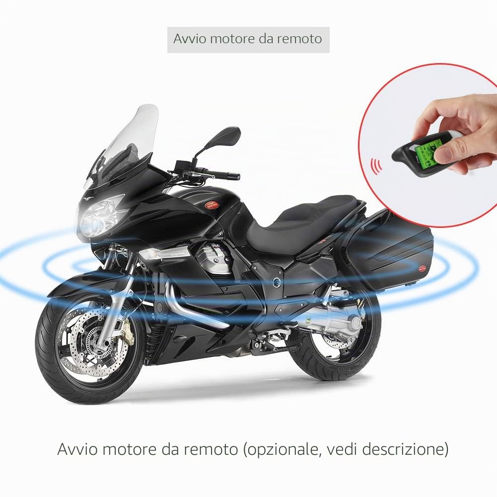 EASYGUARD EM211 2 Way Moto Sistema di Allarme Con Avviamento Remoto, Sensore di Scossa, Inclinazione e Movimento, DC12V, Display LCD