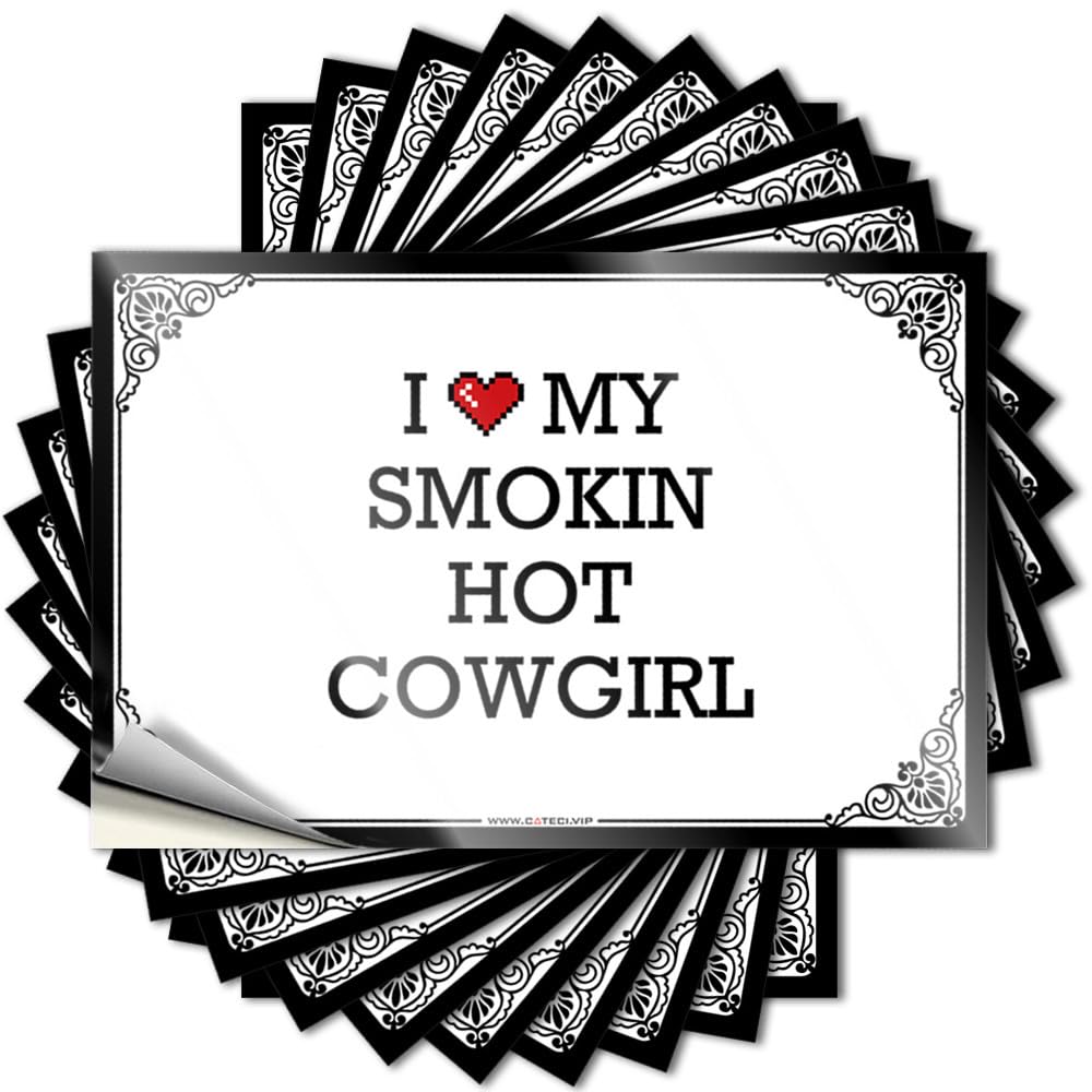 Fzfn Men's Colour Sticker Rooms Decorations Easy Apply | I Love My Smokin Hot Cowgirl Bookish Cover Peel And Stick(12X18cm)