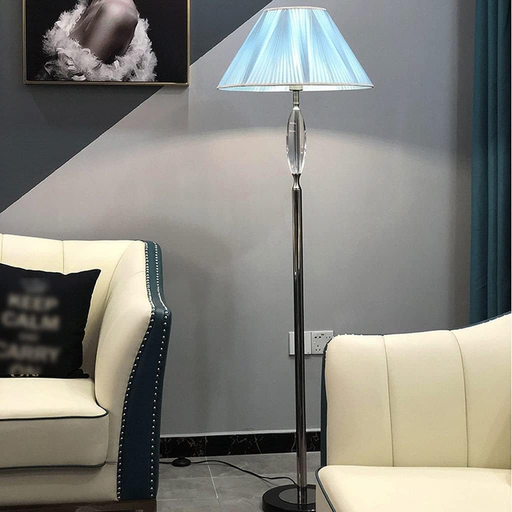 Elegante vloerlamp kristallen decoratie blauwe eenvoudige staande lamp met zwarte marmeren voet hoge paal lamp decor hoge lampen