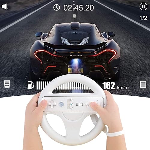 Miniatura 7 de Arrocent Mario Kart Racing Wheel and Zapper - Pistola de luz para Wii Wii U paquete de 2 color blanco