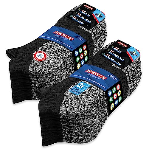 Men's Ankle Socks 10-Pack Low Sports Cushioned Socks Men Women, Pack of 10 Pairs