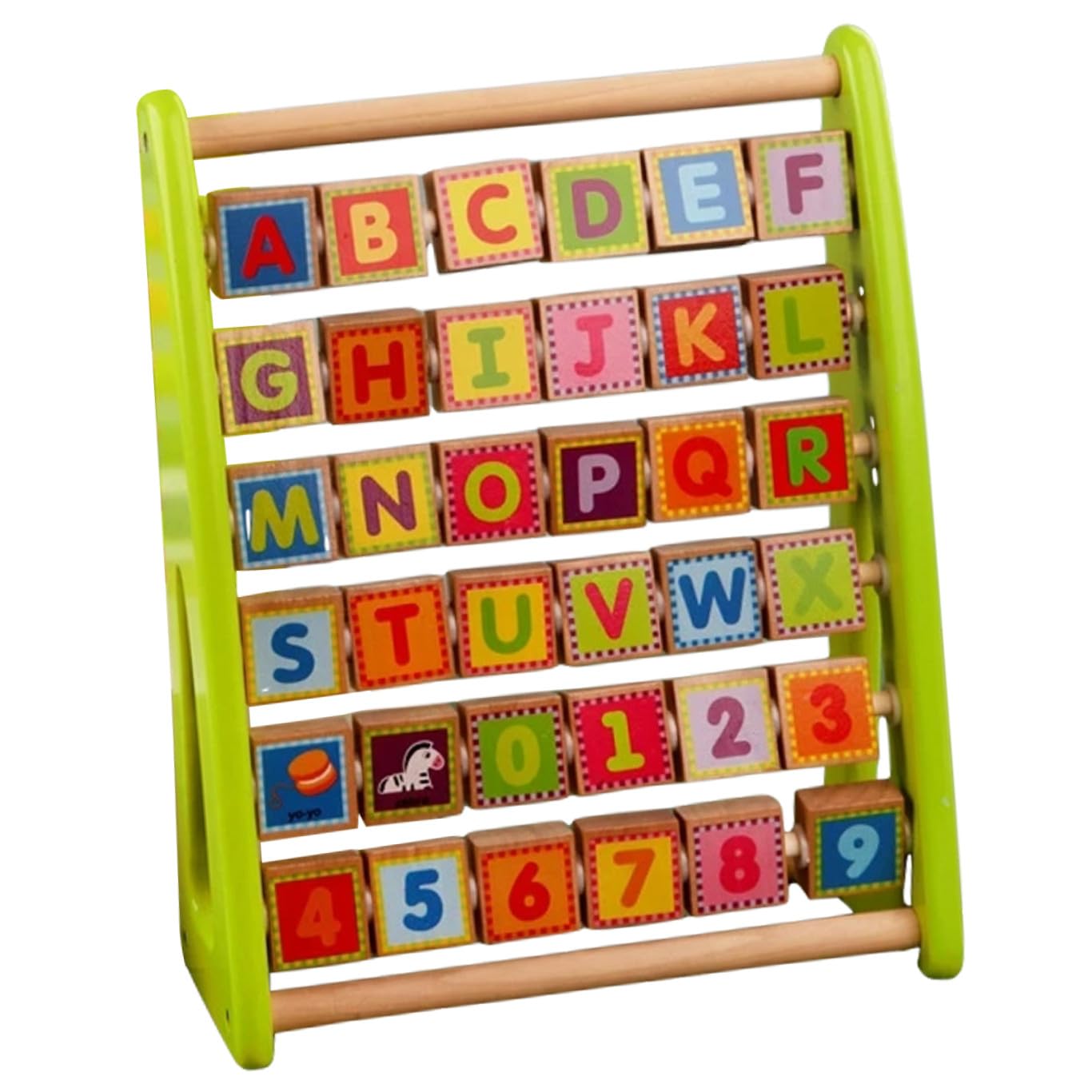 Tablero del Alfabeto Multifunción de Madera Verde para Niños
