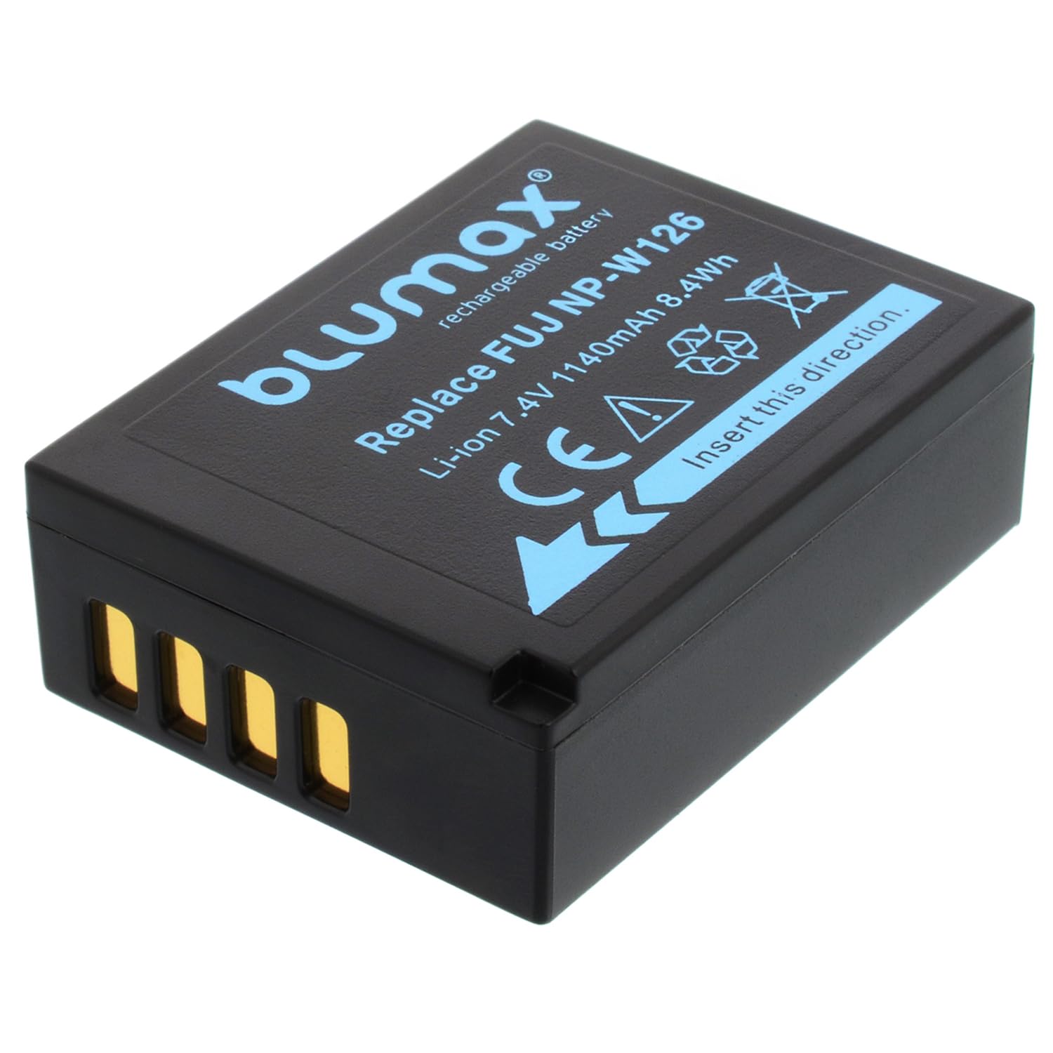Blumax - Batería compatible con Fujifilm NP-W126s (1140 mAh) + cargador Fuji NP-W126 para X-A1 X-A7 X-E5 X-H1 X-M5 / X-Pro3 X-S10 X-T3 X-T30 III X-T200