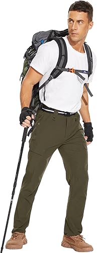 Miniatura 8 de MOURCE Pantalones de senderismo para hombre, resistentes al agua, Flex Ripstop Cargo Pantalones de secado rápido Pantalones ligeros 6 bolsillos y