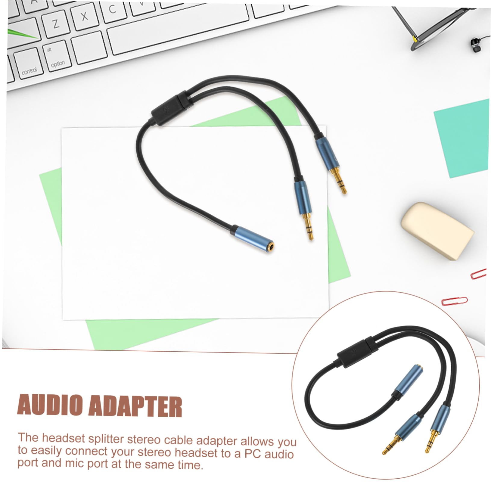 OSALADI 3stücke Headphone Mic Audio y Splitter Kabel Audio Adapter Für Pc Stereo-kopfhörer Und Mikrofon Kompaktes Und Leichtes Design Für Unterwegs