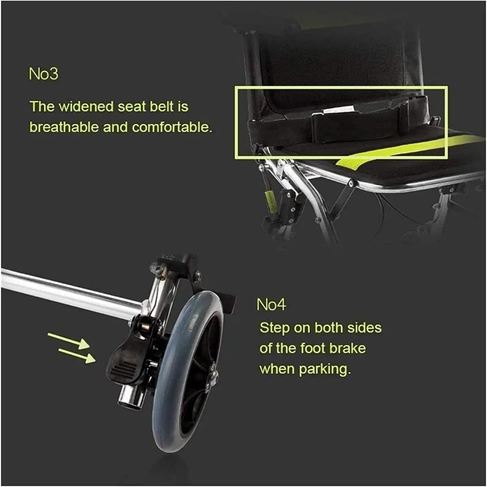 Silla de Ruedas de Transporte Ligero, Plegable de Aluminio de Viaje en Silla de Ruedas Trolleys con Bolsa de Transporte para Personas Mayores Adultos Discapacitados