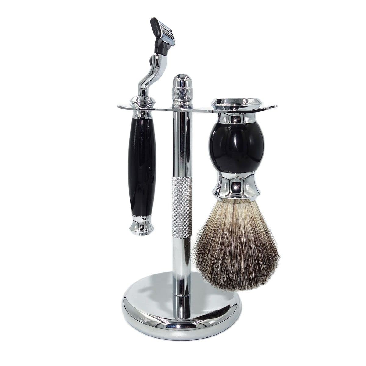 Soporte for maquinilla de afeitar Prácticos soportes for cepillos de afeitar for hombres, juego de soporte for cepillo de pelo de tejón de acero inoxidable, herramientas de limpieza de aseo de