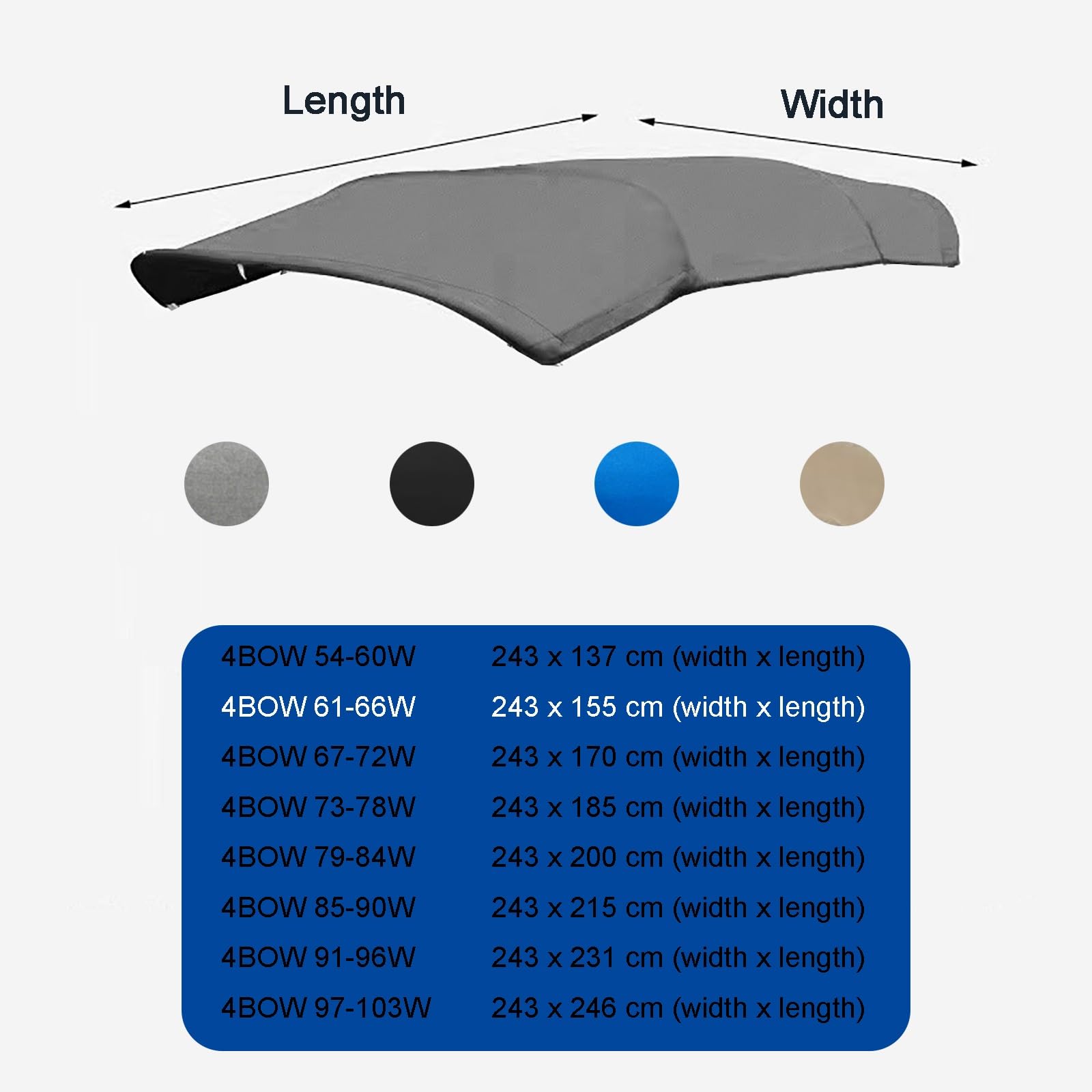Wymienne Poszycie Dachu Bimini 600D, Ochrona Przed Słońcem i Deszczem – Łatwy Montaż, bez Stelaża(Black,243X155cm)