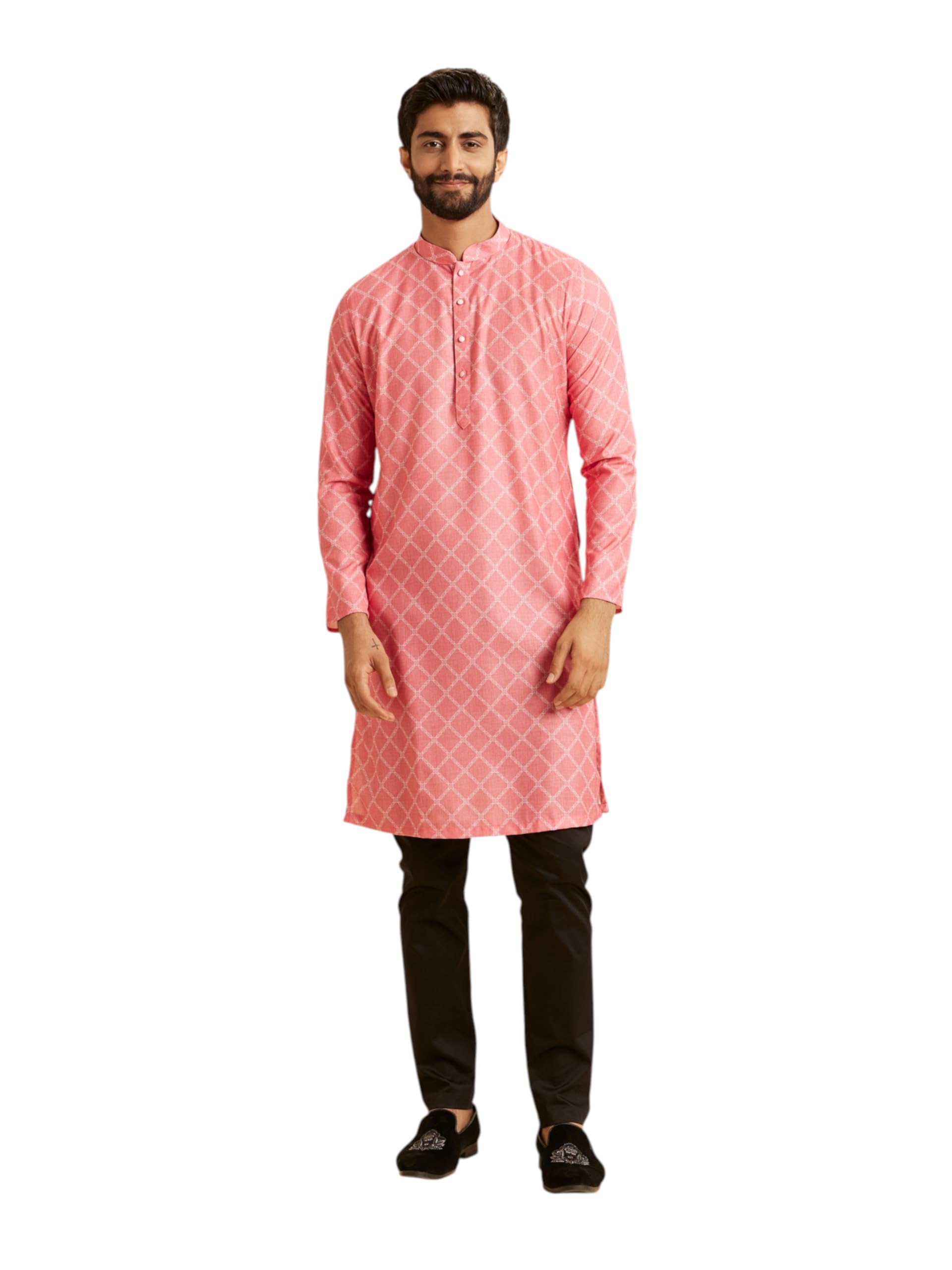 manyavar Men's Blended Cotton Digital Print Kurta (1pc)-picture-12