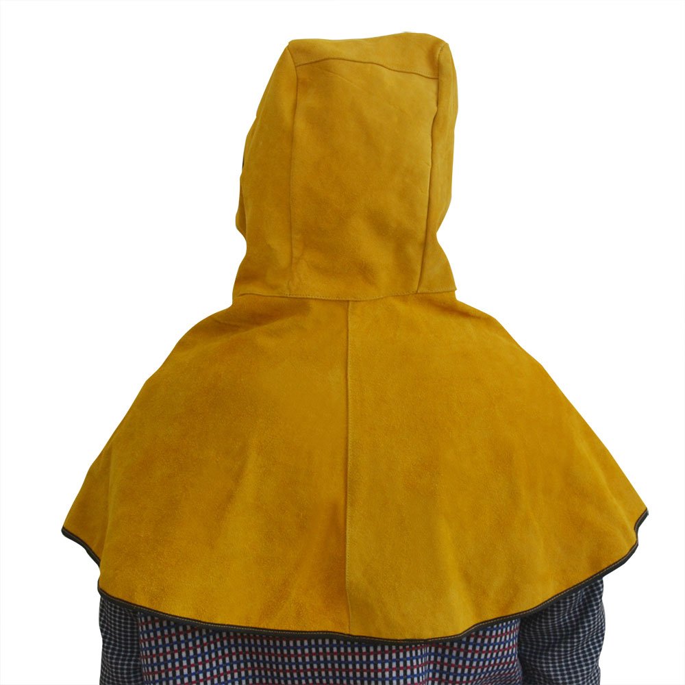 Cagoule De Soudage En Cuir De Vache Respirante Avec Châle – Protection Anti-Éclaboussures, Chaleur & Étincelles – Idéal Soudeur Pro