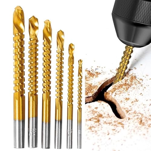 Titanium-Plated High-Speed Steel 6Counts Metalworking Set for Drilling Screwing Boring Carving Cutting Polishing Durable Tools Plunge
