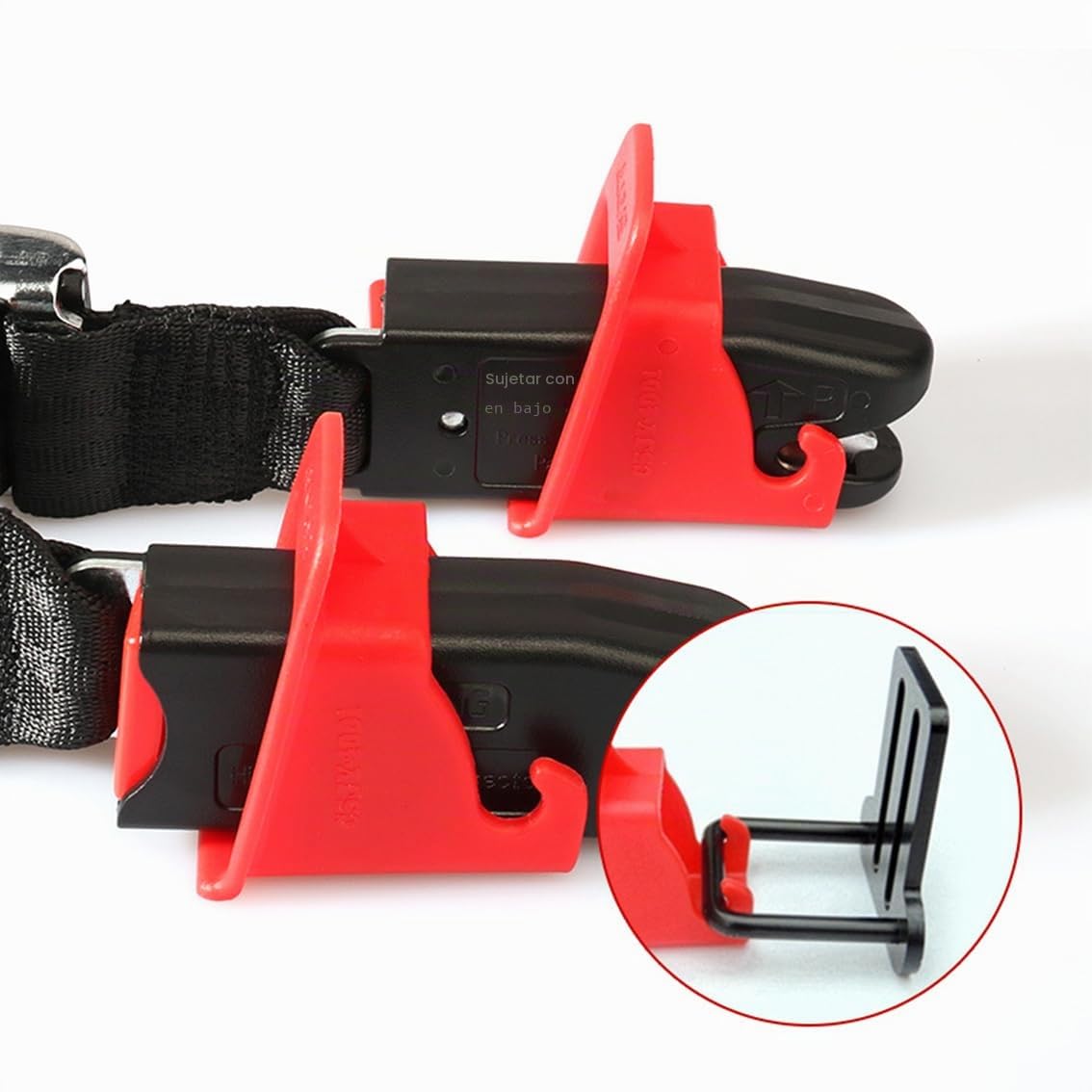 Amacoam Anclajes isofix, 4 Piezas ISOFIX Universal para Coche Adaptador isofix Sistemas de Fijación Unviersal para Asientos de Coche (Rojo)