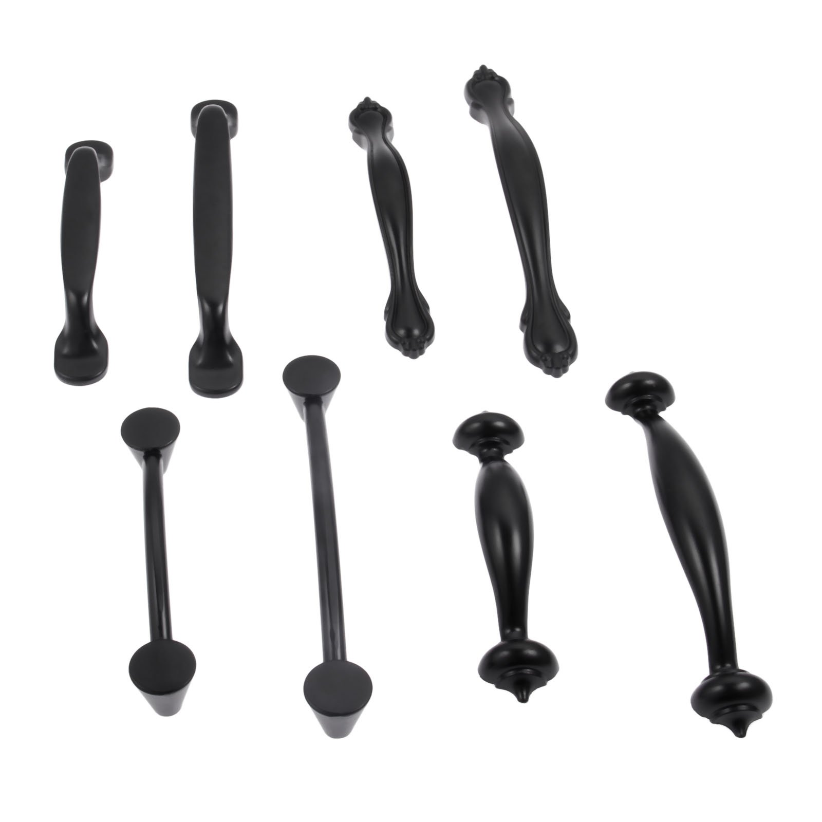Moderne Minimalistische Schwarze Türgriffe für Küchenmöbel Und Schränke Aus Zinklegierung – 12 Stück (Stil A)