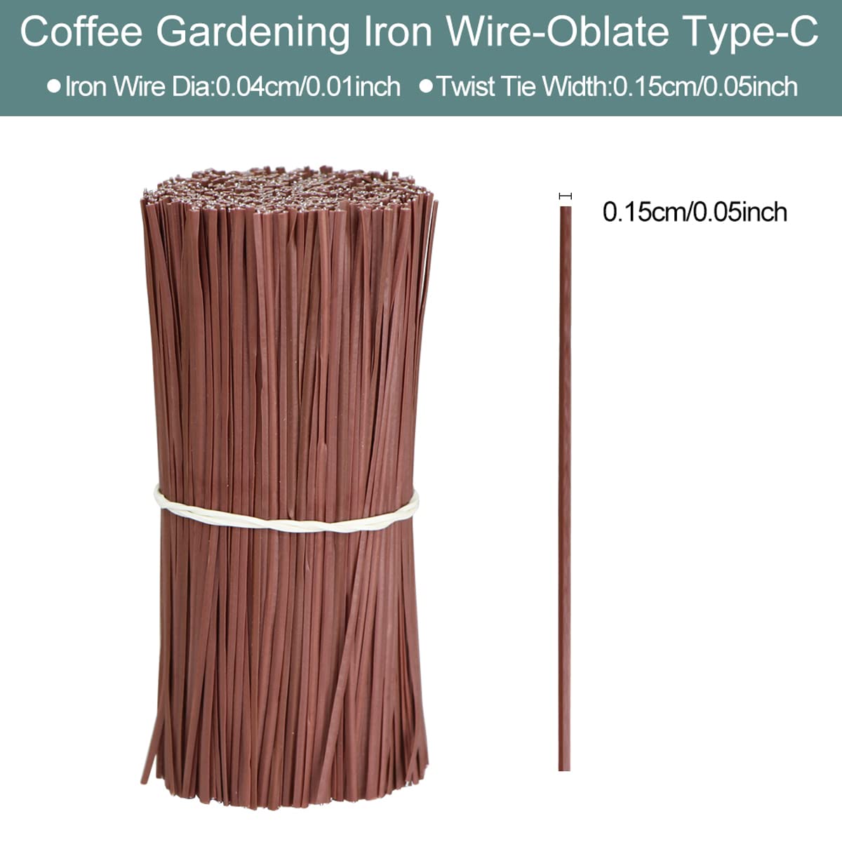 Queenbox 100 Pcs 8cm Flat Gardening Cable Ties, Flexible Plastic Iron Wire Twist Ties for Garden Crops Cable Organizing, Coffee