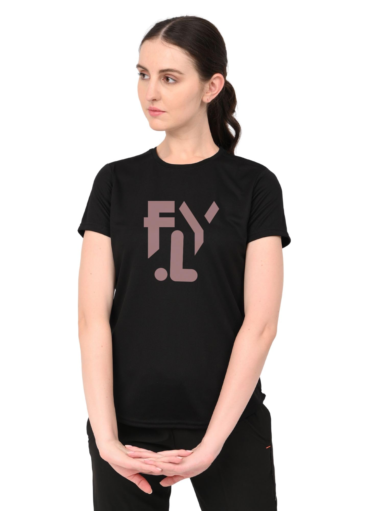 3Colours RGB Women’s Solid Quick Dry Sports Half Sleeve Regular Fit Active Wear Gym Tshirt Round Crew Neck for Running Workout and Fitness-DOT Fly-image-2