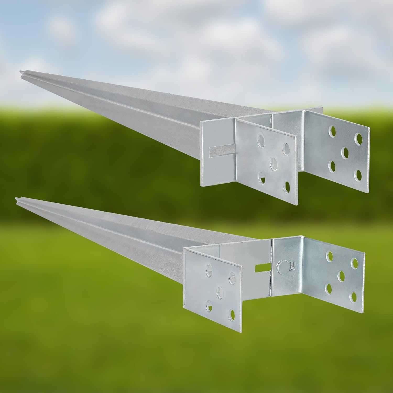KOTARBAU® Podstawa Słupa Regulowana - 0-160 mm - Podstawa Słupa U - 70 cm - Kotwa Wbijana - Wspornik Słupa Drewnianego - Stalowy