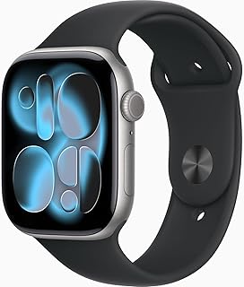 Apple Watch Series 11 [GPS, 46 mm] Space Grey Aluminium Case with Black Sport Strap, M/L (Refurbished)