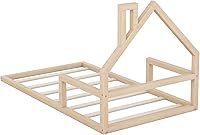 Vista 8 de Harper & Bright Designs Cama de piso de casa tamaño individual para niños con cabecero, listones de madera, no necesita somier, natural