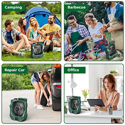 Camping Fan, Portable Camping Fan Rechargeable, Battery Powered Fan Work As Power Bank, Small Ceiling Fan With Lights & 270° Auto Rotation, Usb Desk Fan For Camping Outdoor Travel Rv Fishing #TOP5