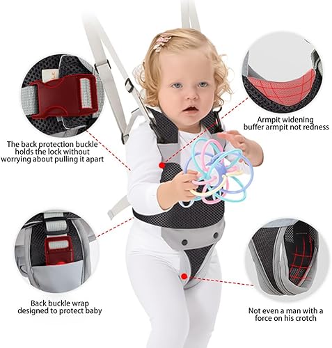 Miniatura 5 de Arnés para caminar para bebé, arnés de mano para niños pequeños, ayudante ajustable para caminar, cinturón para aprender a caminar