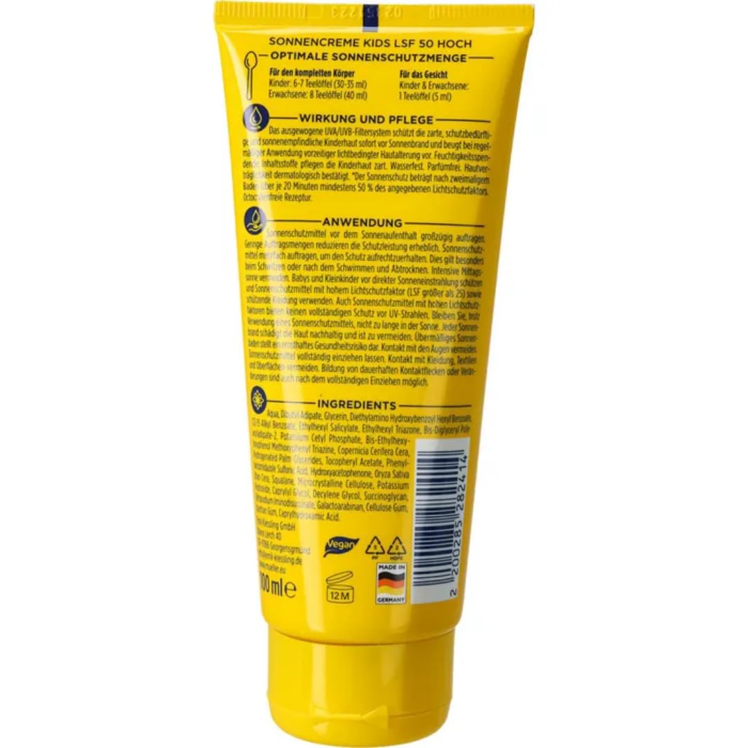 LAVVOZON Sonnencreme Kids, LSF 50, 100ml, wasserfest, 4 Er